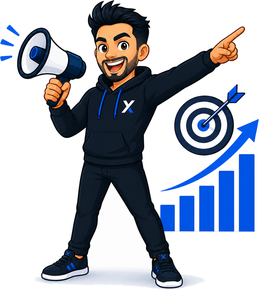 ScopeX Media mascot holding an ads performance dashboard