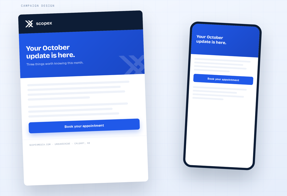ScopeX email marketing example: Campaign design