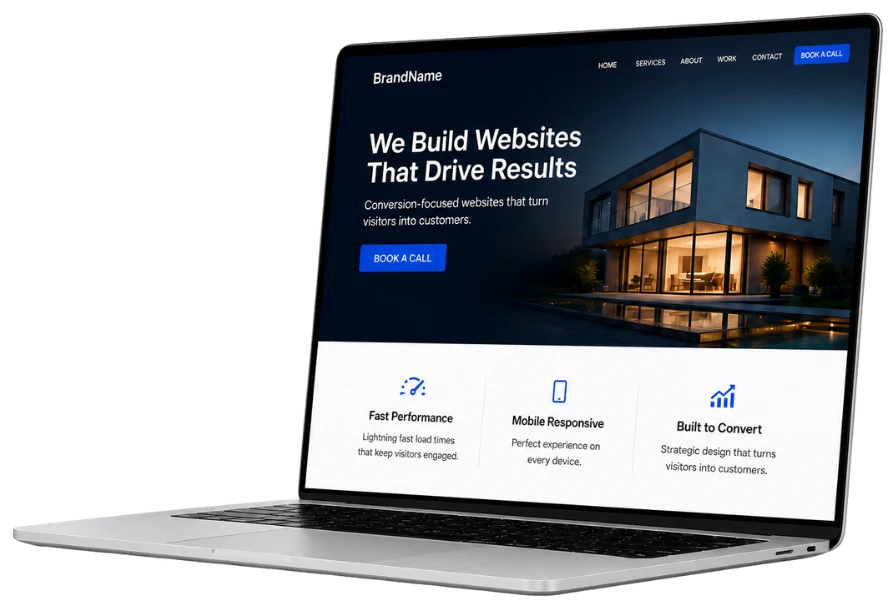 Conversion-focused website preview on a laptop