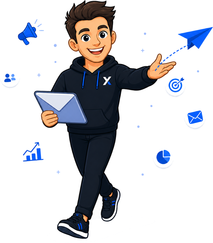 ScopeX Media mascot sending a campaign