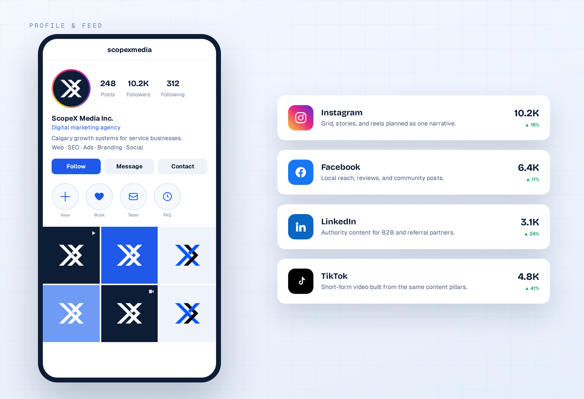ScopeX social media management example: Profile & feed